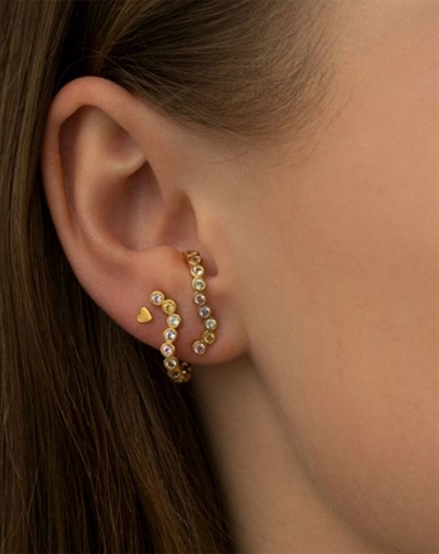 Stine A - Petit Love Heart Single Øreing - Guldfarvet